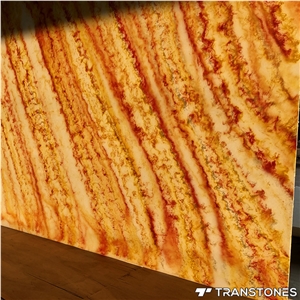 Polished Translucent Yellow Veins Artificial Onyx Wall Stone