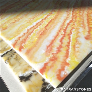 Polished Translucent Yellow Veins Artificial Onyx Wall Stone