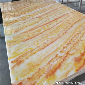 Polished Translucent Yellow Veins Artificial Onyx Wall Stone
