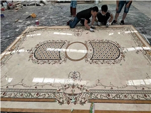 Polished Waterjet Square Marble Medallions Pattern