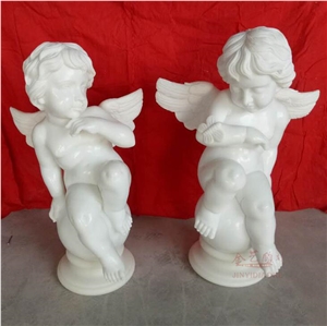 Pure White Marble 4 Sean Little Angel Statue