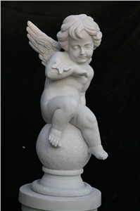 Pure White Marble Angel Baby Human Handcarved