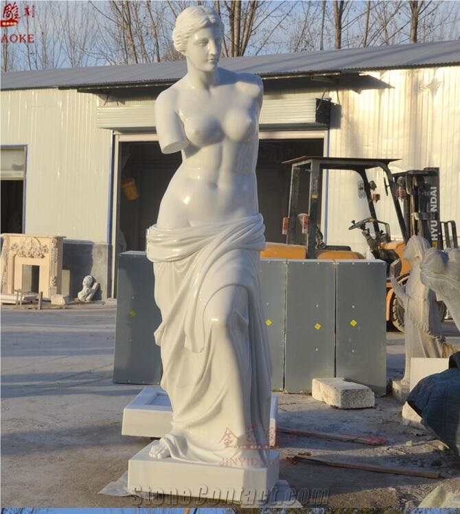 Pure White Marble Broken Arm Venus Statue