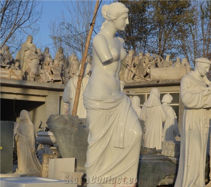 Pure White Marble Broken Arm Venus Statue