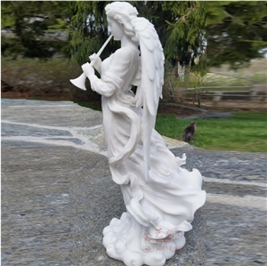 Pure White Marble Music Angle Statue