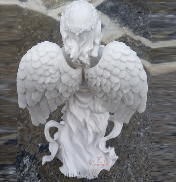 Pure White Marble Music Angle Statue
