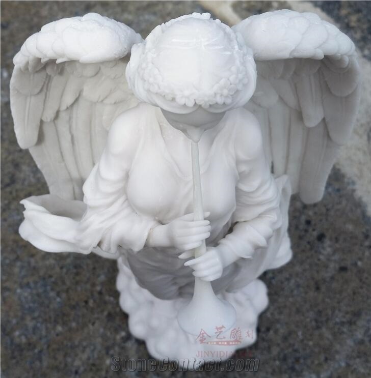 Pure White Marble Music Angle Statue
