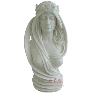 Pure White Marble Western Woman Head Statue