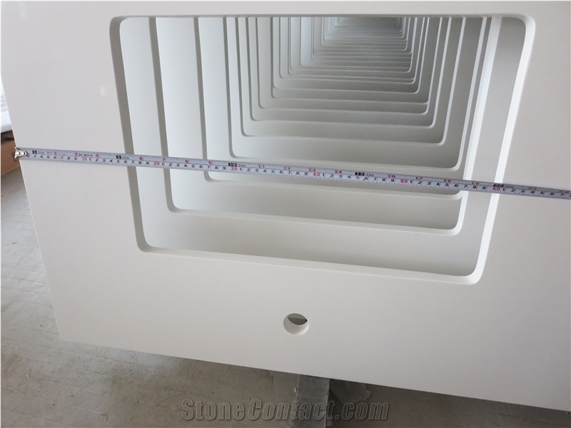 Pure White Quartz Vanity Top, 45 Degree Mitred Cut