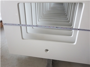 Pure White Quartz Vanity Top, 45 Degree Mitred Cut