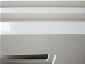 Pure White Quartz Vanity Top, 45 Degree Mitred Cut