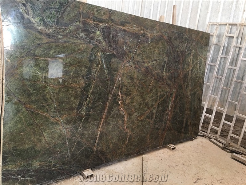 Rainforest Green Bidasar Marble Slab