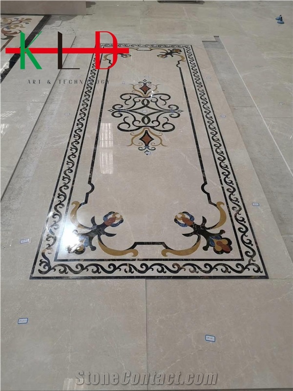 Rectangular Stone Wall Waterjet Medallions Tiles