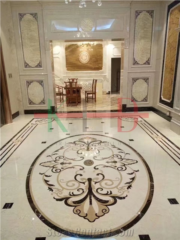 Rectangular Stone Wall Waterjet Medallions Tiles