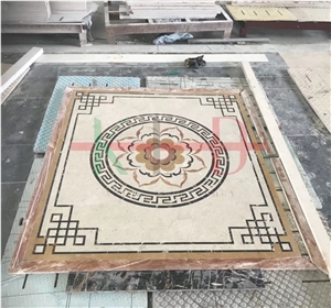 Rectangular Stone Wall Waterjet Medallions Tiles
