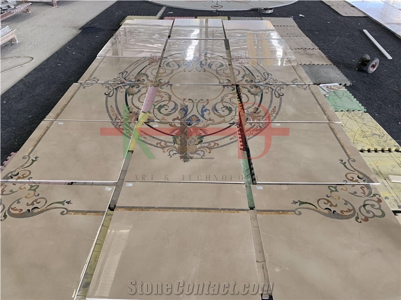 Rectangular Stone Wall Waterjet Medallions Tiles