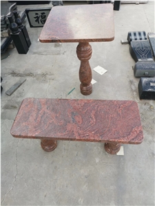 Red Granite Monument Bench and Tables Red Granite Monument Bench and Tables