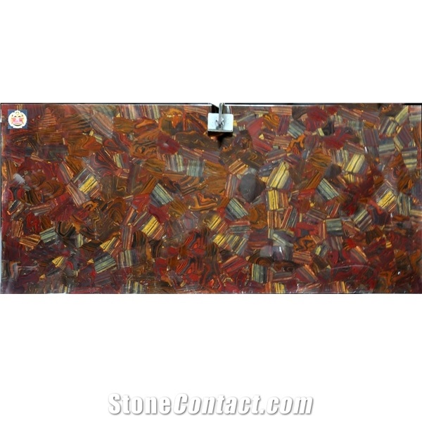 Red Iron Tiger Eyes Semiprecious Stone Slabs Panel