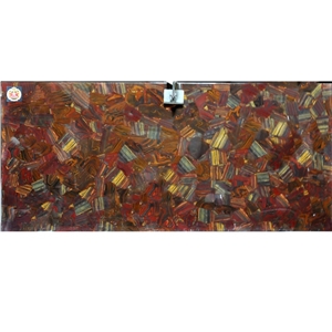 Red Iron Tiger Eyes Semiprecious Stone Slabs Panel