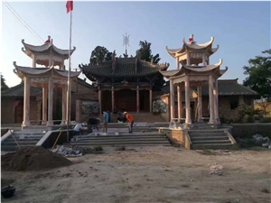 Red Sunset Marble Pavilion Landscape Temple