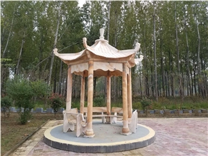 Red Sunset Marble Pavilion Landscape Temple