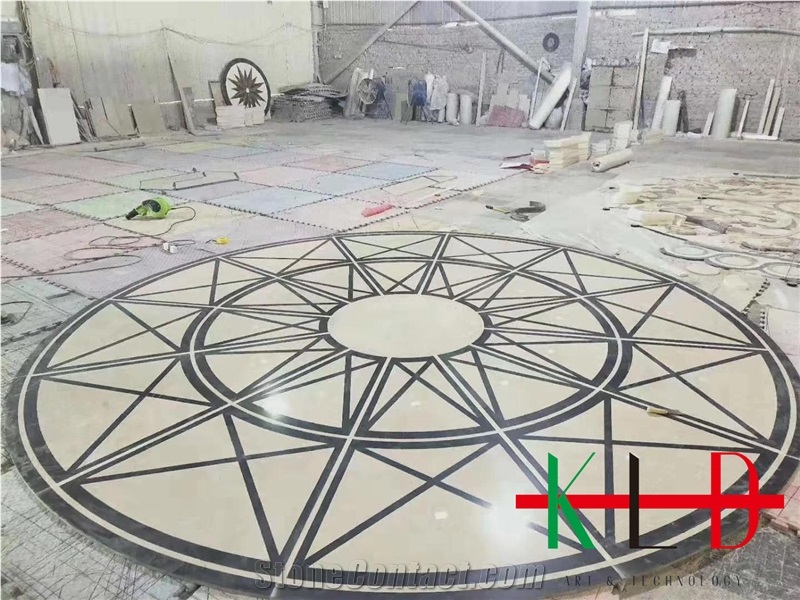 Round Water Jet Pattern Stone Medallions