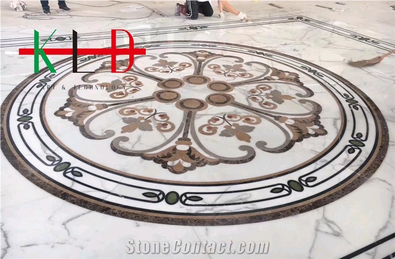 Round Water Jet Pattern Stone Medallions
