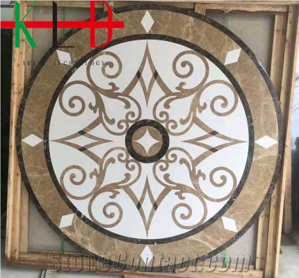 Round Waterjet Pattern Cut Mdeallions for Floor