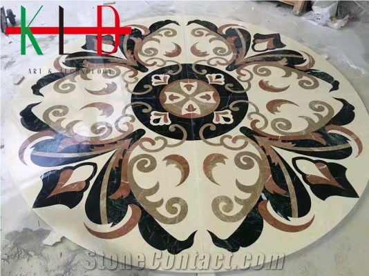 Round Waterjet Pattern Cut Mdeallions for Floor