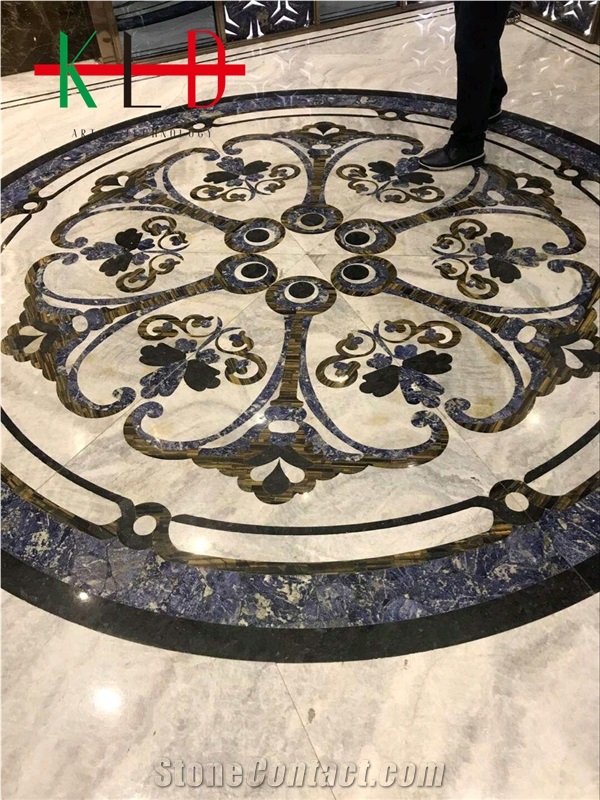 Round Waterjet Pattern Cut Mdeallions for Floor
