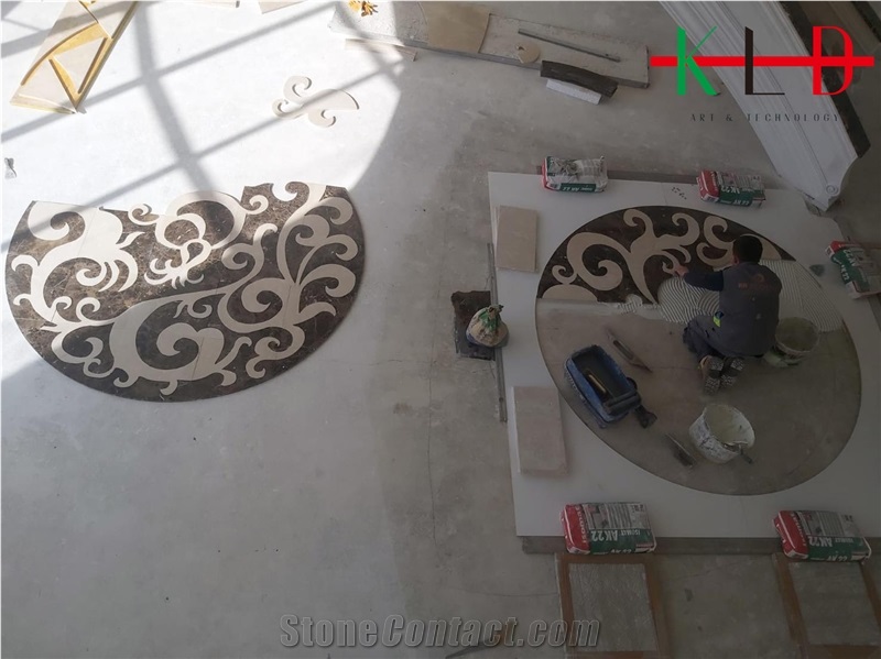 Round Waterjet Pattern Cut Mdeallions for Floor