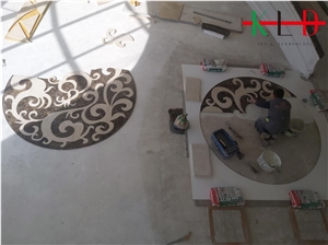Round Waterjet Pattern Cut Mdeallions for Floor