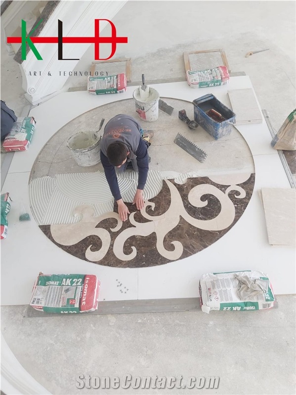 Round Waterjet Pattern Cut Mdeallions for Floor