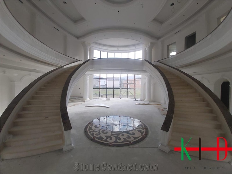 Round Waterjet Pattern Cut Mdeallions for Floor