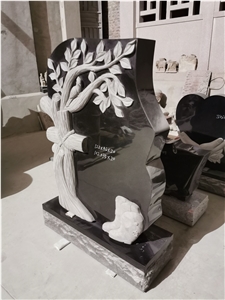 Shanxi Black Granite Tree Trunk Tombstone