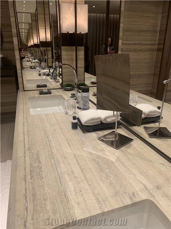 Silver Blue Travertine for Bathroom Design