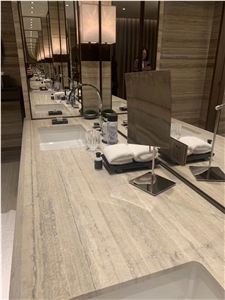 Silver Blue Travertine for Bathroom Design