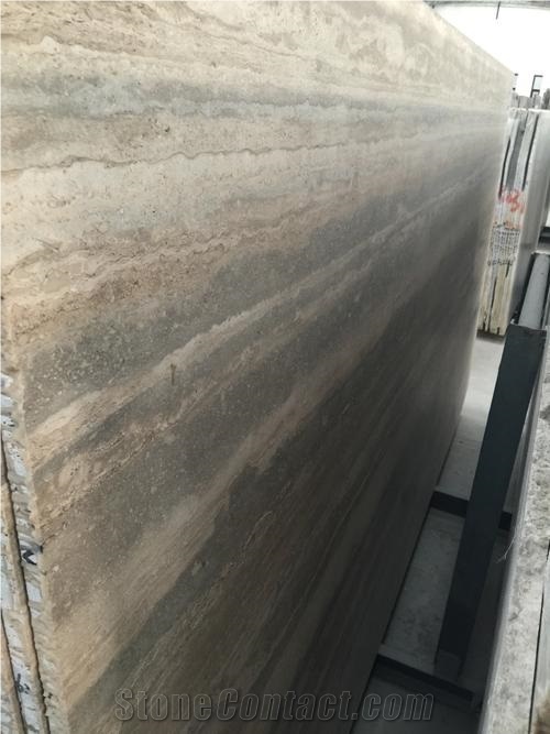 Silver Grey and Blue Travertine Wall Cladding Tile