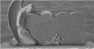 Single Angel Double Heart G633 Gravestone