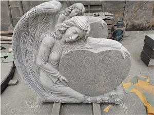 Single Angel Heart Front&Back Design Monument G633