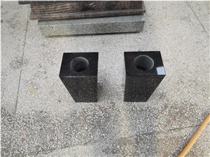 Sq Tapered Cemetery Vases with Emerald Pearl Granite