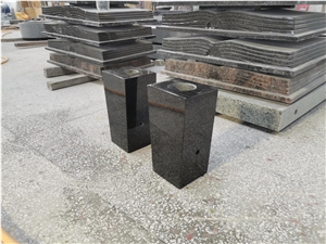 Sq Tapered Cemetery Vases with Emerald Pearl Granite