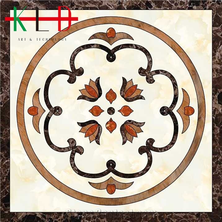 Square Floor Composited Marble Waterjet Medallions