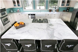 Statuario Venato White Marble Kitchen Island Tops