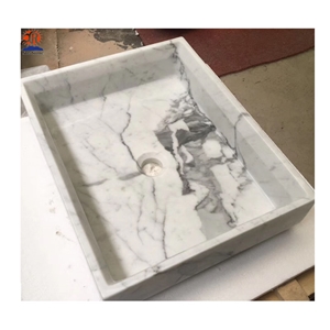 Staturio White Marble Bathroom Square Wash Basins