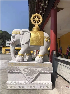 Stone Carved Garden Courtyard Elephant Decoration