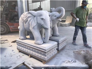 Stone Carved Garden Courtyard Elephant Decoration