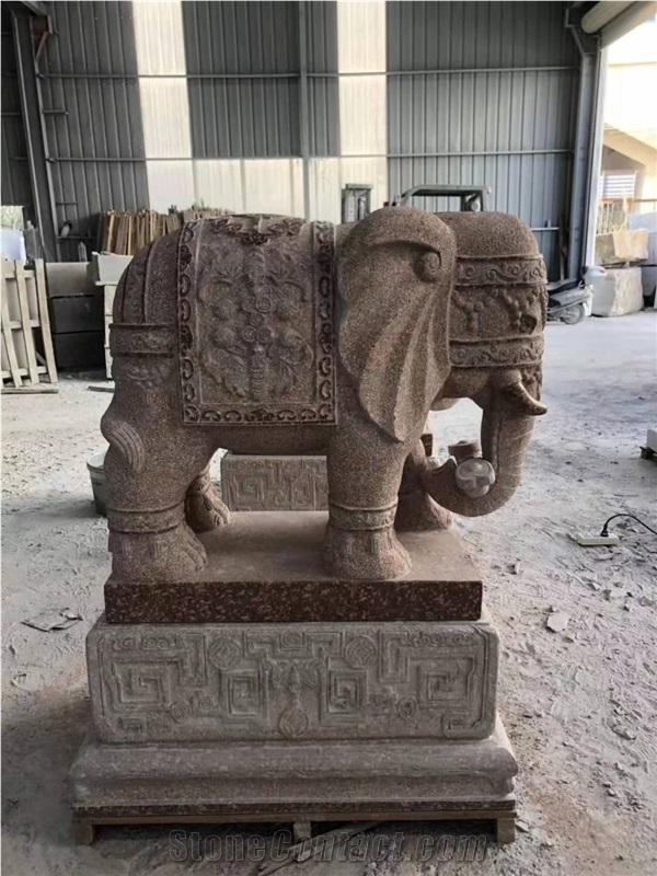 Stone Carved Garden Courtyard Elephant Decoration