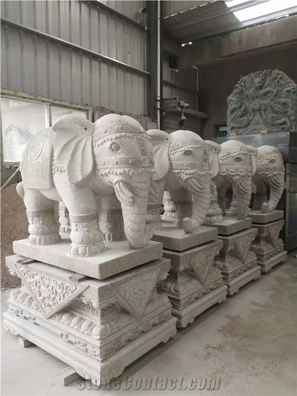 Stone Carved Garden Courtyard Elephant Decoration