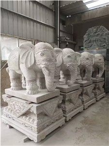 Stone Carved Garden Courtyard Elephant Decoration